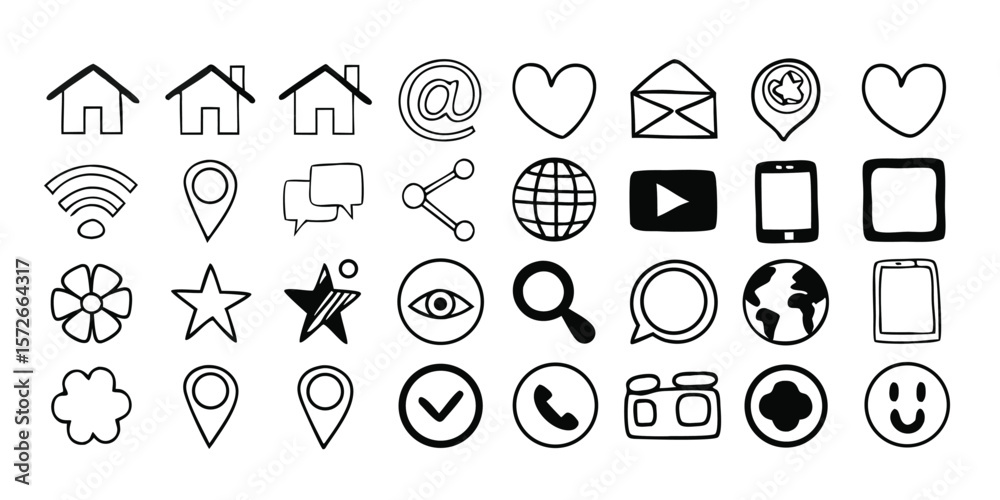 Fototapete comprehensive icon collection for web design projects featuring a diverse range of symbols and glyph
