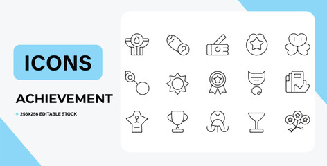 Achievement Icons A Collection of Line Art Graphics for Success and Awards