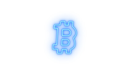 Neon Blue Bitcoin Symbol on Abstract Blob; Cryptocurrency, Digital Currency, Finance Concept