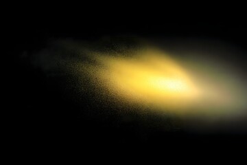 Golden fog light beam on black background with cosmic dust effect