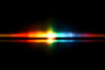 Vibrant rainbow light spectrum reflection on black background