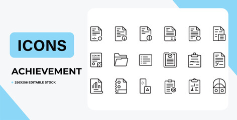 Achievement Icons A Collection of 24 Editable Line Icons for Success and Progress