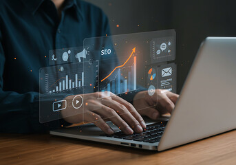 Obraz premium Digital marketing analytics growth chart image