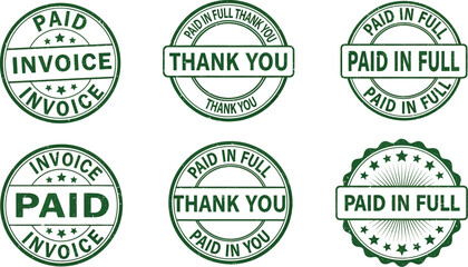 Paid in full invoice stamps vector graphic design for business accounting
