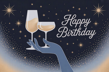Elegant Champagne Toast Illustration | Sparkling Night Celebration Artwork