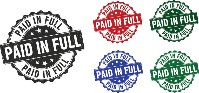 Paid in full stamp collection vector image for financial and business use