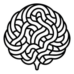Brain Outline with Varied Internal Lines – Vector Illustration for Neuroscience, Mental Health, Innovation Concepts, AI Design, Education Graphics, and Creative Thinking Visuals