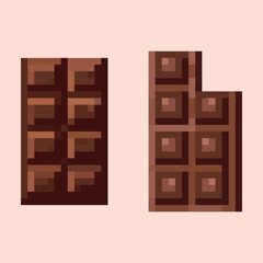 Pixel Art Chocolate Bar Set 8-bit Sweet Treat Icons. A set of 8-bit style pixel art chocolate bar icons.