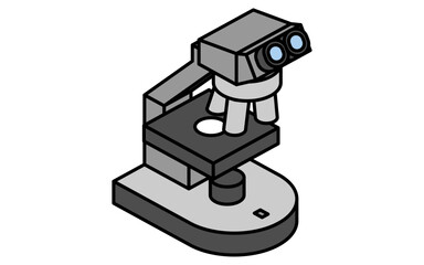 顕微鏡のシンプルな線画アイコン、アイソメトリックイラスト
