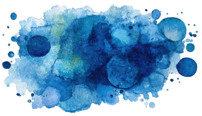Abstract watercolor blob of deep blues and light teal