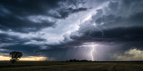 storm clouds over the field