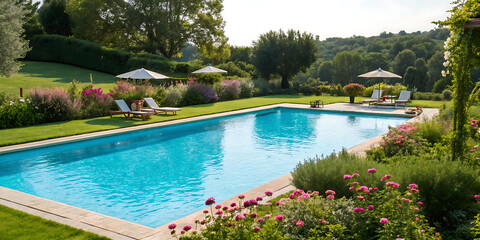 swimming pool in summer