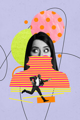 Poster 3d pop poster art collage of happy girl guy dance weekend party chill entertainment success...