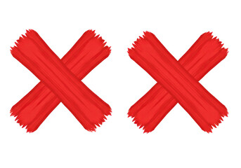 Obraz premium Two red cross marks indicate rejection, error, or cancellation on a transparent background