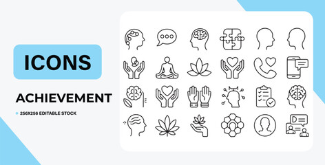 Inspiring Icons: A curated collection of line art icons meticulously designed to convey core business concepts, including teamwork, progress, and other key symbolic representations