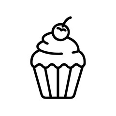 Cupcake Icon Line Art Minimal Dessert Sweet Bakery Symbol