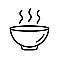 Hot Soup Bowl Icon Line Art Minimal Food Meal Symbol