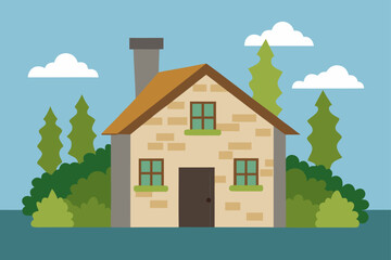 Small Stone Cottage With Ivy Climbing The Walls