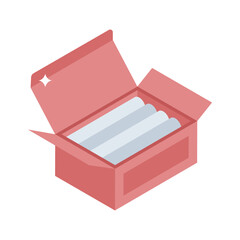 An amazing isometric style icon of chalk box open
