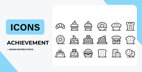 Culinary Icons: Set of icon including many pastry dishes with various shapes for illustrating, food, dining or any related topics in your design.
