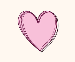 A charming pink valentine heart illustration on a white background, symbolizing love and romance