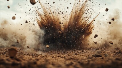 Explosion of Dirt and Rocks with Dust and Debris Scattering explosion dust dirt rocks debris blast