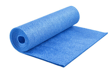 Blue yoga mat rolled and unrolled isolated on a transparent or white background
