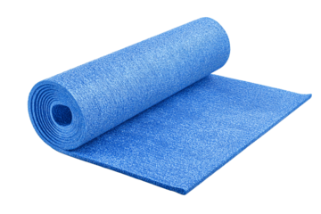 Blue yoga mat rolled and unrolled isolated on a transparent or white background
