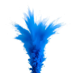 a single isolated blue powder explosion on a transparent background