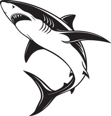 Fototapeta premium Stylized shark vector illustration, presenting a bold silhouette that captures the essence of the marine predator
