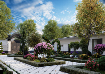House exterior design. Mansion with classic contemporary style.