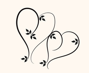 Two red hearts, a romantic symbol of love and togetherness, illustrate a couple's special wedding day design