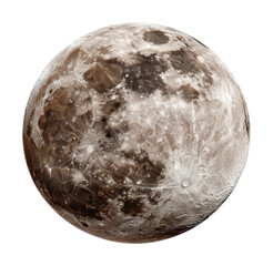 Lunar exploration full moon night sky nature aerial. Isolated on transparent background, png.