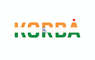 I Love KORBA, Typographic Design of I Love KORBA on a white background, Flag Typography of KORBA with heart, Vector design of I Love KORBA