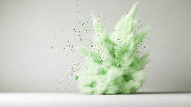 Dynamic Explosion of Vibrant Green Powder on a Bright Studio Background powder green explosion burst - Powered by Adobe