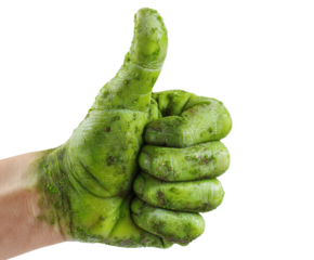 Eco-friendly thumbs up gesture clean. Isolated on transparent background, png.