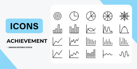 Achievement Icons A Collection of Line Art Graphics for Business Success and Growth