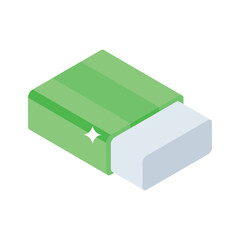 Editable isometric style icon of school eraser