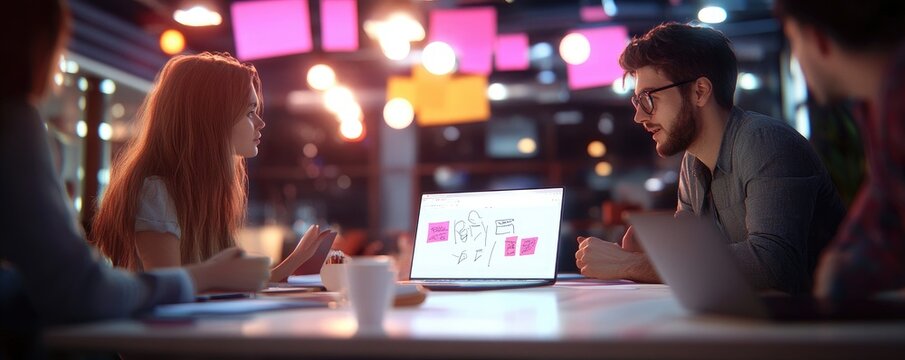 Business team collaboration night