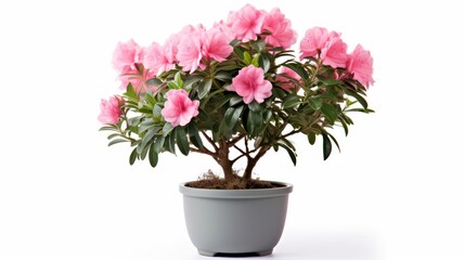 Pink cyclamen plant with green leaves in a pot