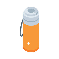 A stylish isometric icon of portable water flask bottle