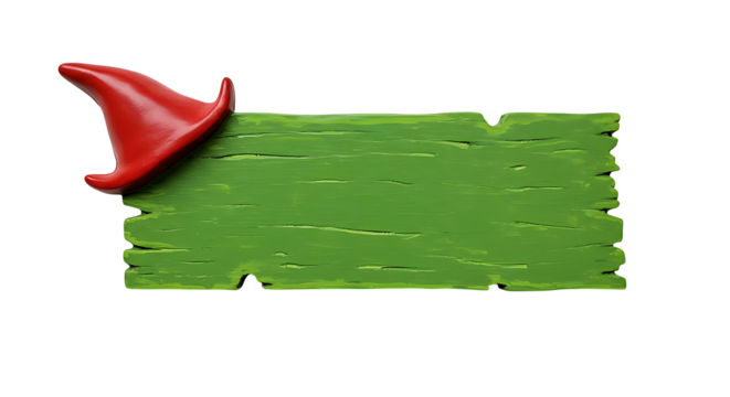 Festive wooden plank with a red elf hat offers a charming holiday season theme ideal for Christmas celebrations and winter promotions.