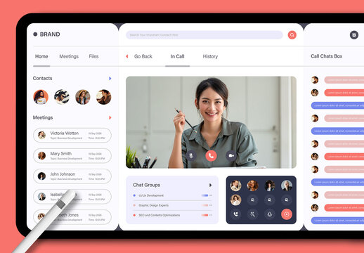 Modern Video Call Meeting UI Dashboard Design Template