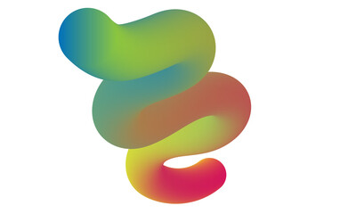Gradient abstract multi color shape. Liquid 3d element. Fluid wavy and swirl spiral. Dynamic trendy bright squiggle with soft gradation for poster design, print, business, PNG.