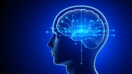 Obraz premium Artificial Intelligence and the Human Brain Digital Representation 