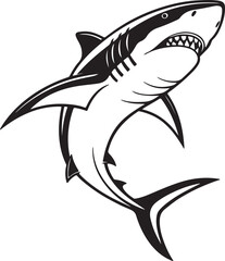 Naklejka premium Stylized shark vector illustration, presenting a bold silhouette that captures the essence of the marine predator