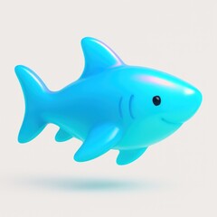 Fototapeta premium Cute 3D cartoon shark illustration.