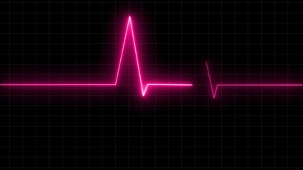 Neon glowing Heartbeat line. glowing Pulse trace. ECG and Cardiac symbol. abstract neon heartbeat signal icon 