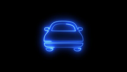  Parking location car shape stroke icon. Glowing neon car icon 