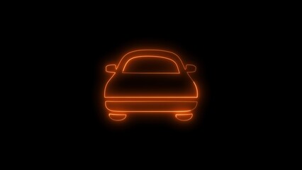  Parking location car shape stroke icon. Glowing neon car icon 